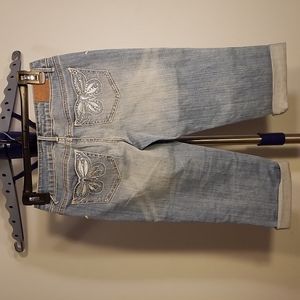 LimitedToo CropJeans 12R denim embroider butterfly